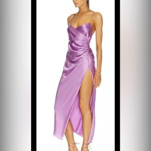 THE SEI Silk Stappy Gathered Dress Lilac Purple Size 4 $1270 ; wedding prom